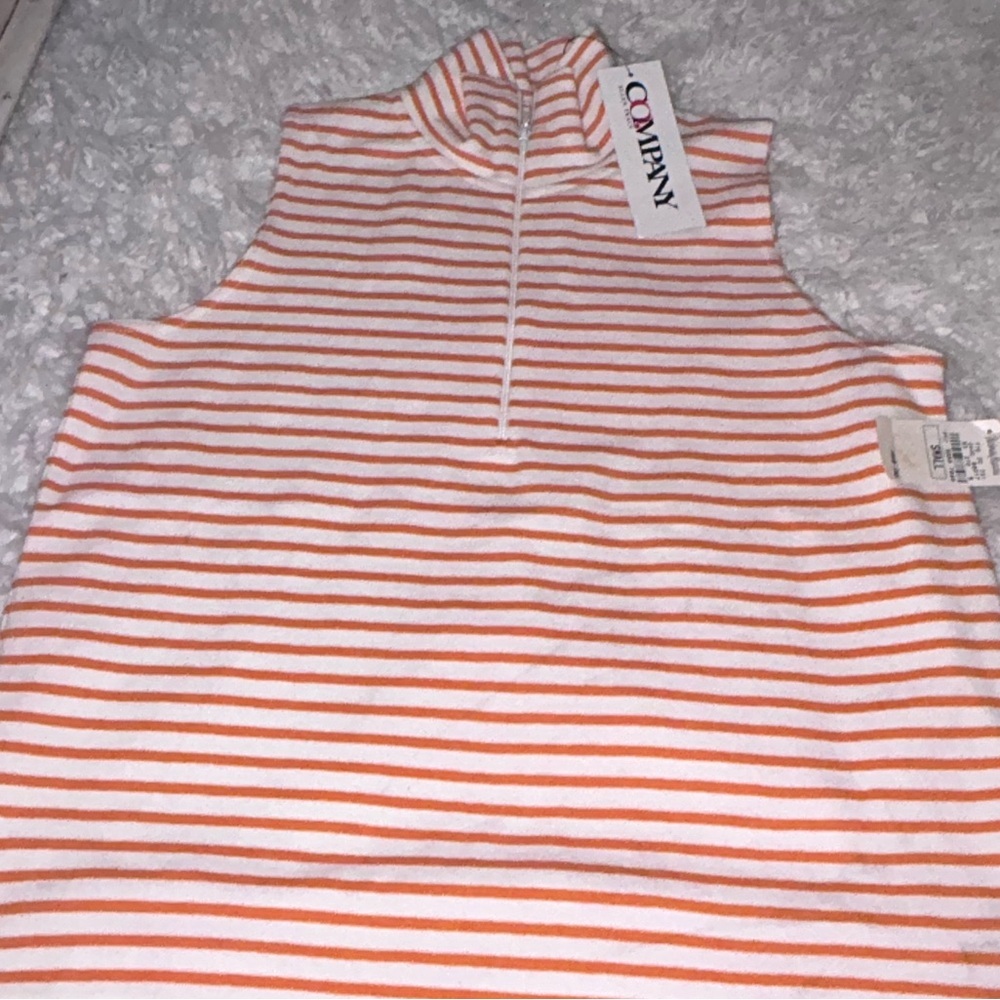 1/2off COMPANY by Ellen Tracy orange white Striped sleeveless NWT small #8